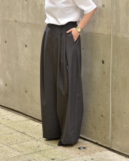 ATON/エイトン Wool Tropical Wide Easy Pants [Top Gray]