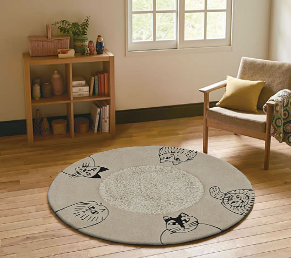 リサ・ラーソン（Lisa Larson）ラグマット スケッチねこたち 円形