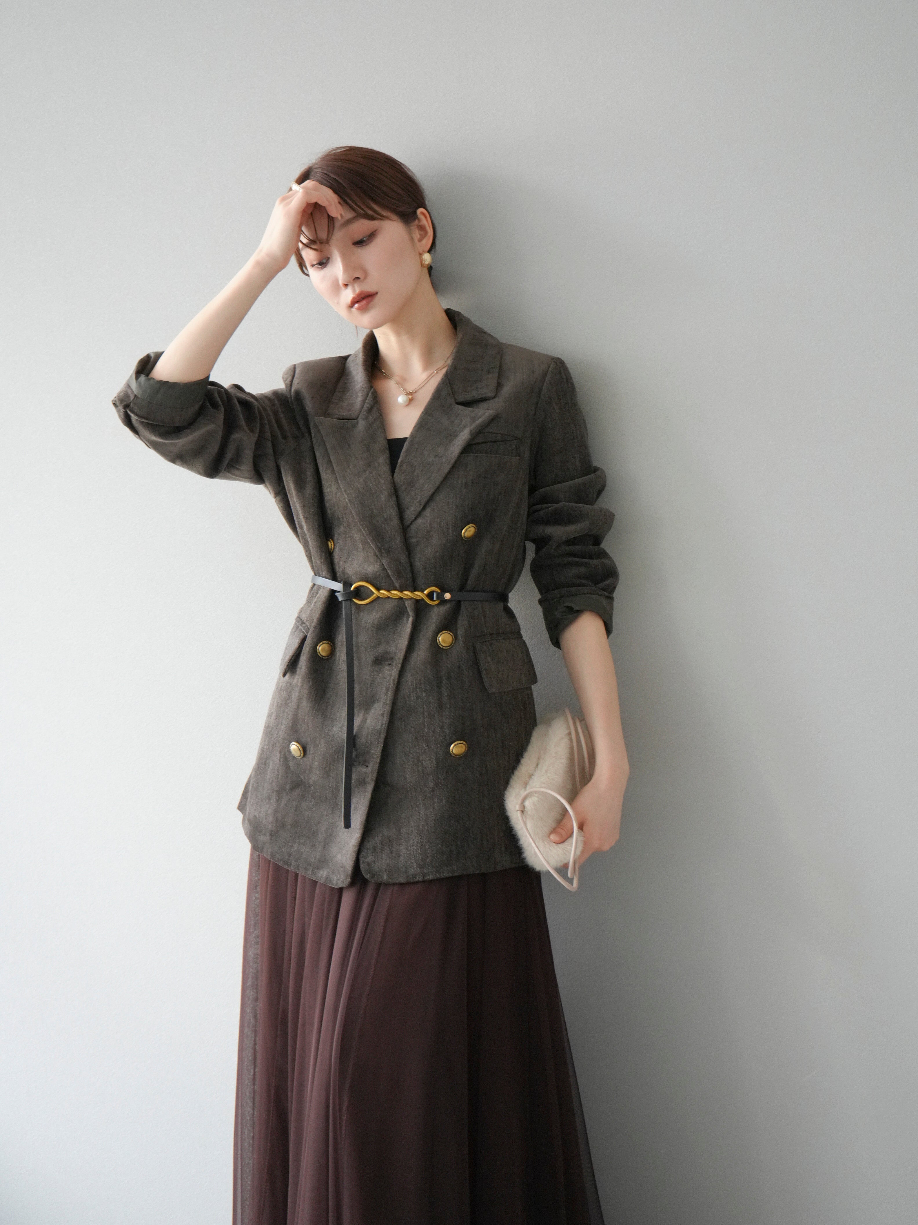 予約]ベロアダブルジャケット/ブラウン – Lumier