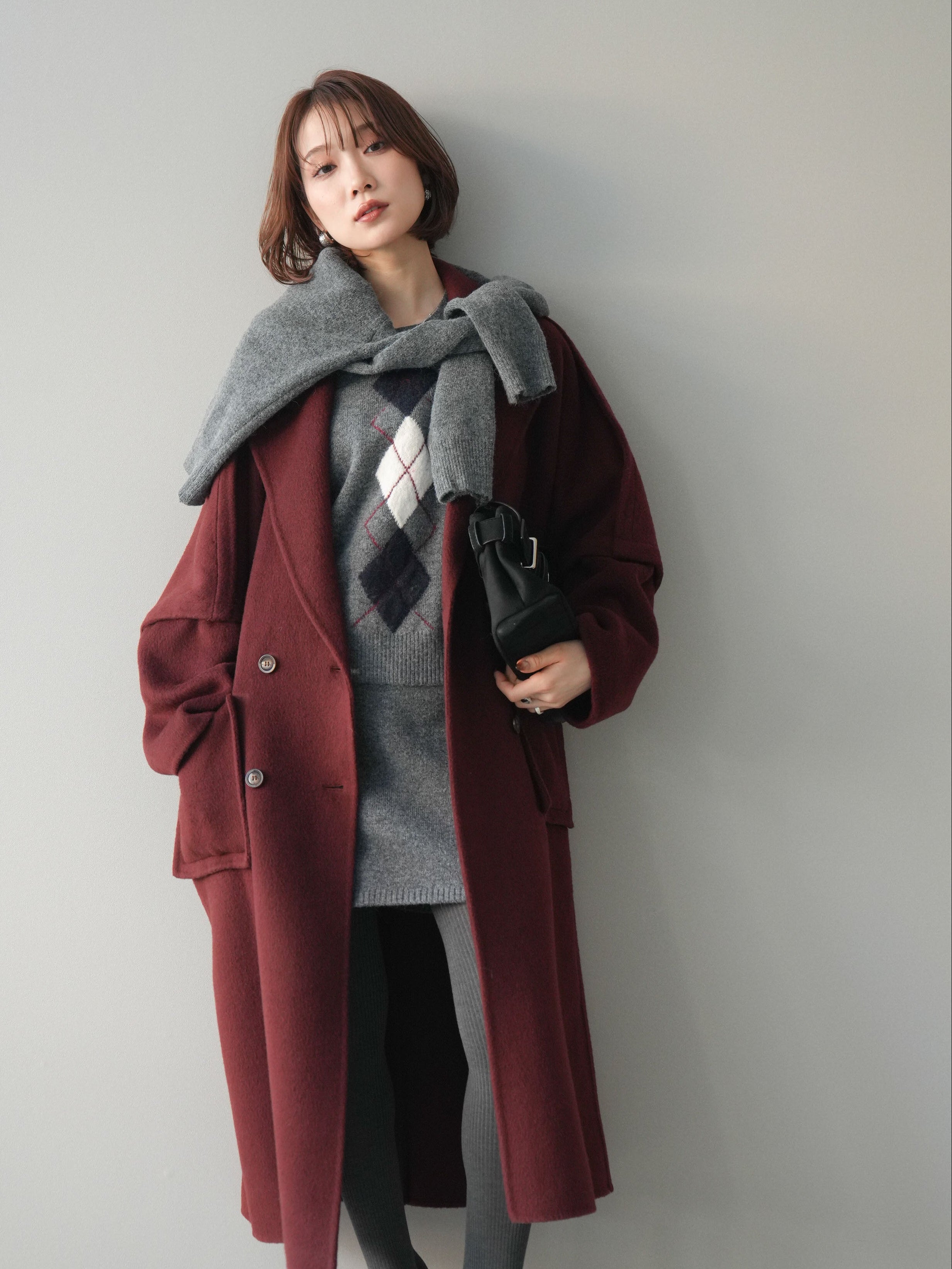 予約]カシミヤ100%ダブルブレストロングコート/red – Lumier