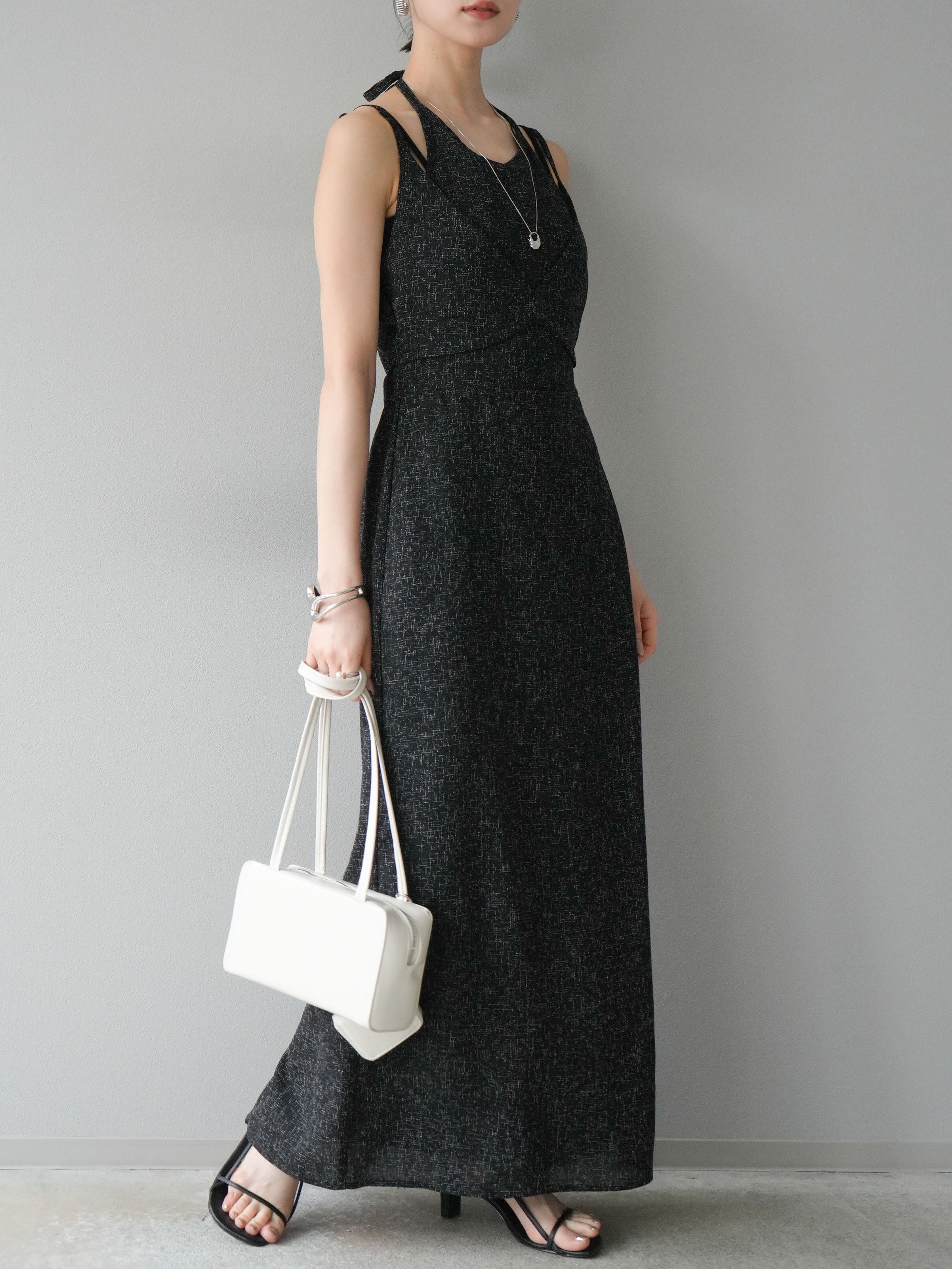 予約]サマーツイードレイヤードキャミワンピース/ブラック – Lumier