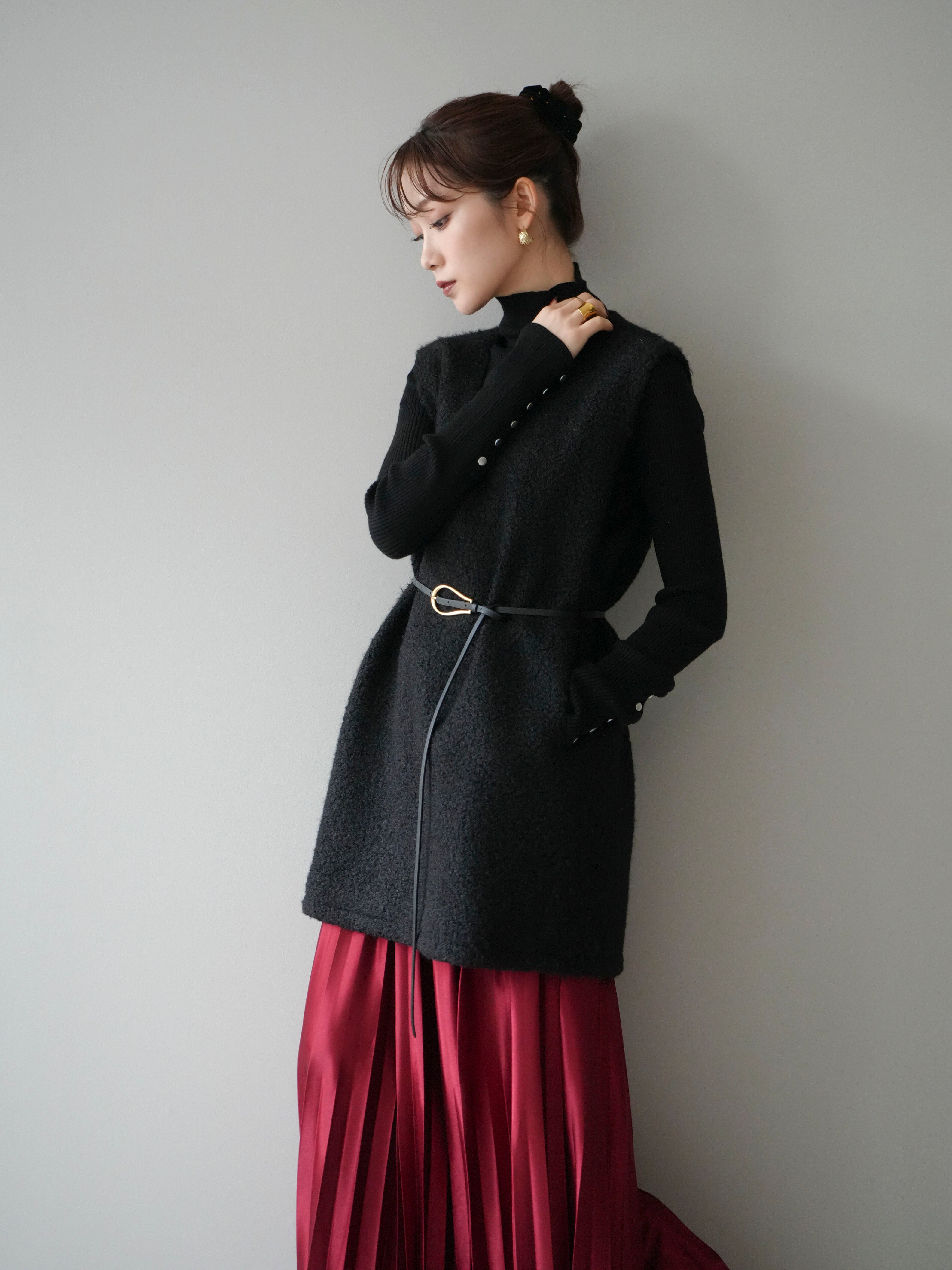 予約]ミックスループヤーンニットミニワンピース/black – Lumier