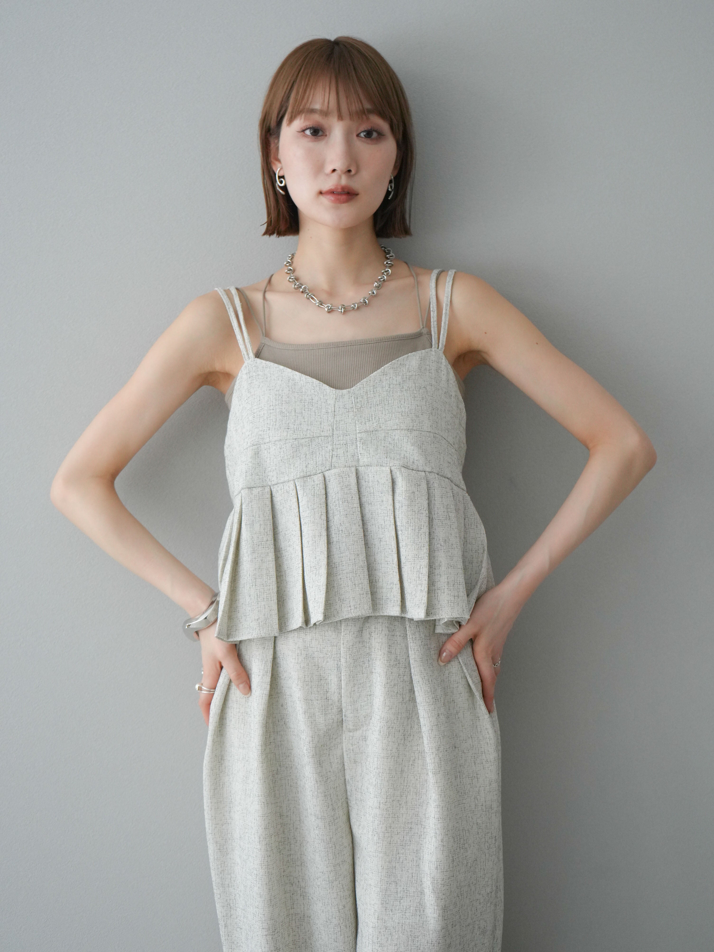 予約]サマーツイードプリーツキャミソール/アイボリー – Lumier