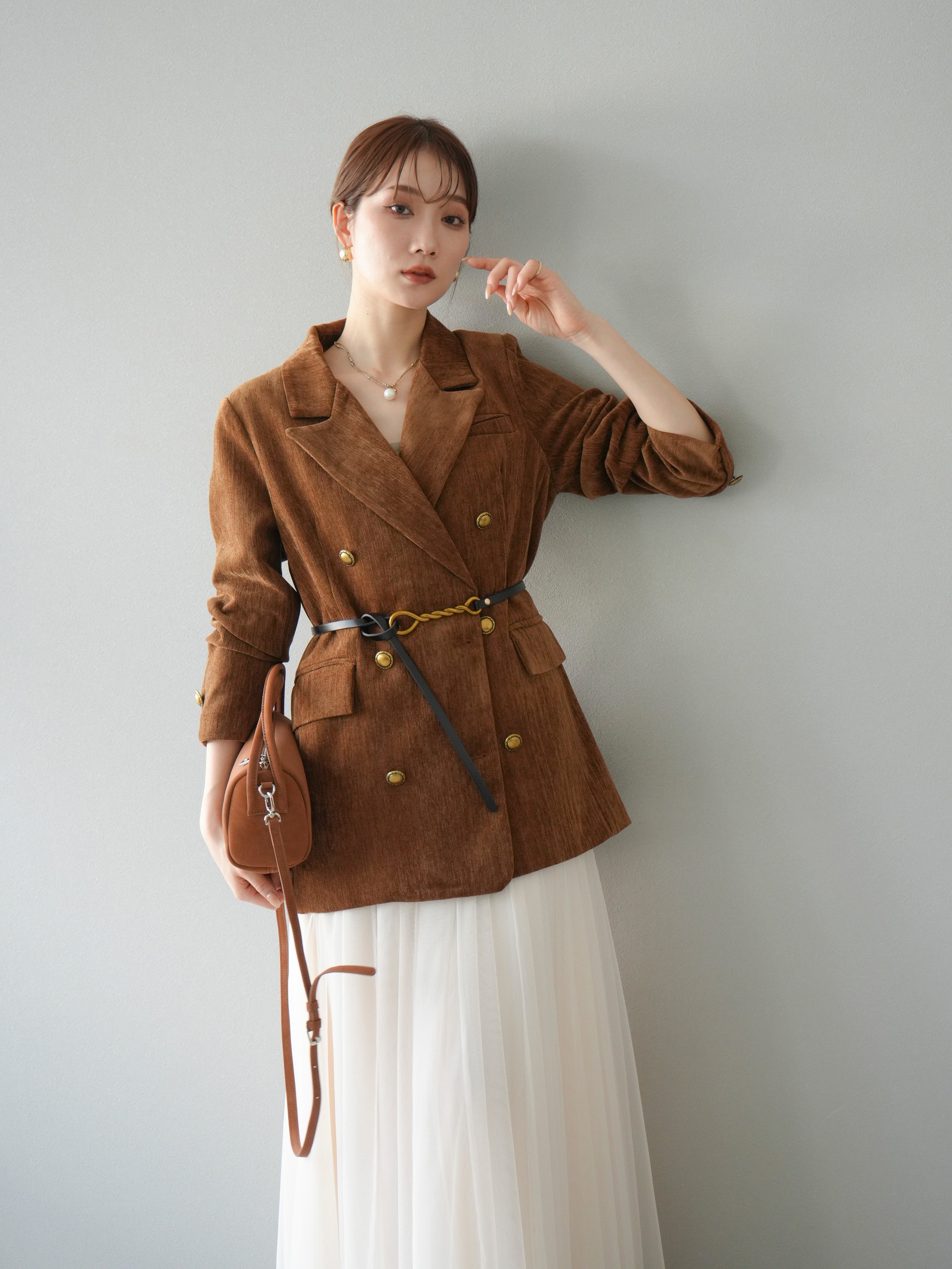 予約]ベロアダブルジャケット/キャメル – Lumier