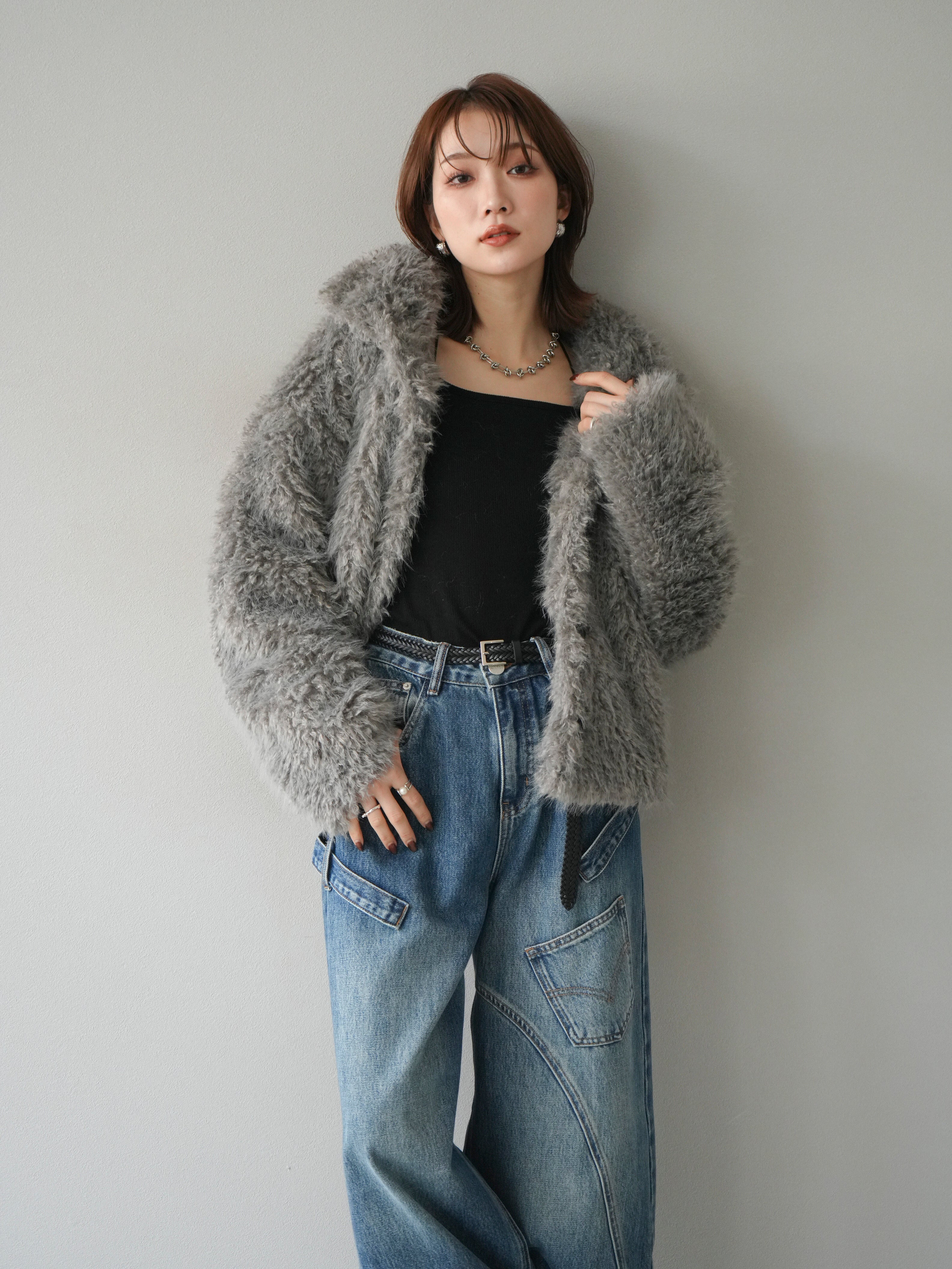 予約]シャギーファースタンド2WAYジャケット/ gray – Lumier