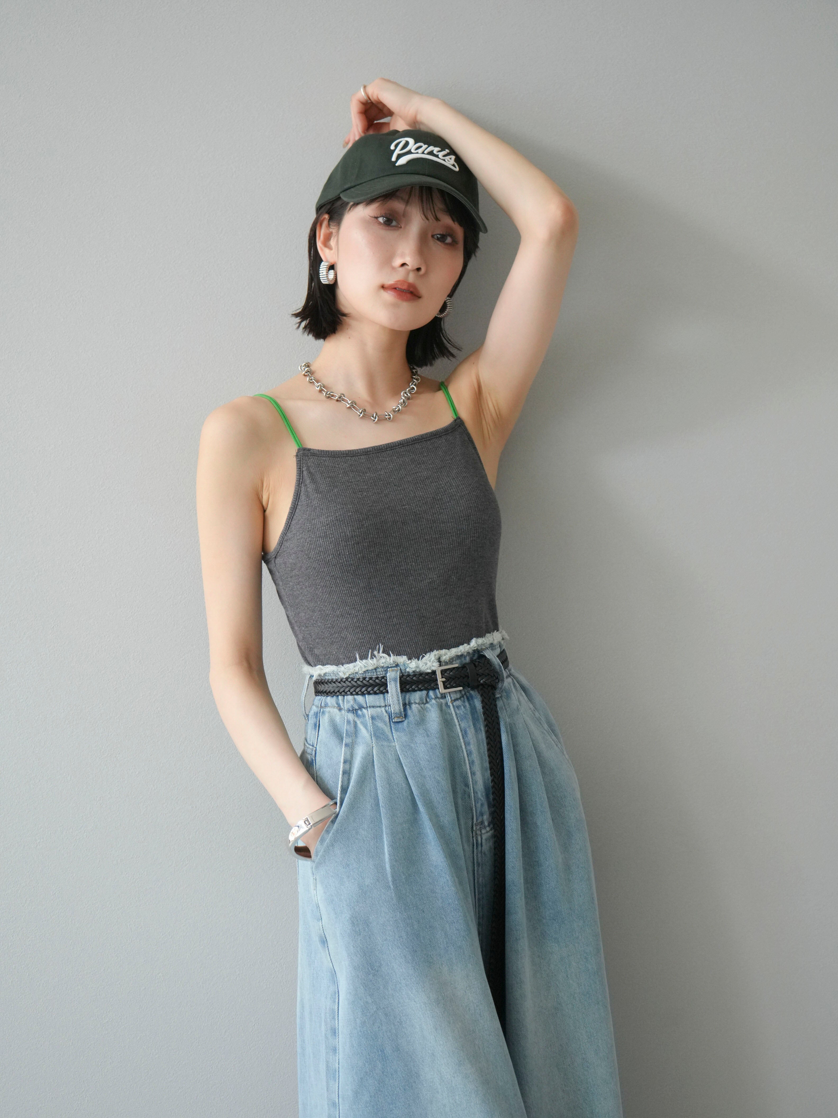 予約]バイカラーストラップカップ付キャミソール/グレー – Lumier