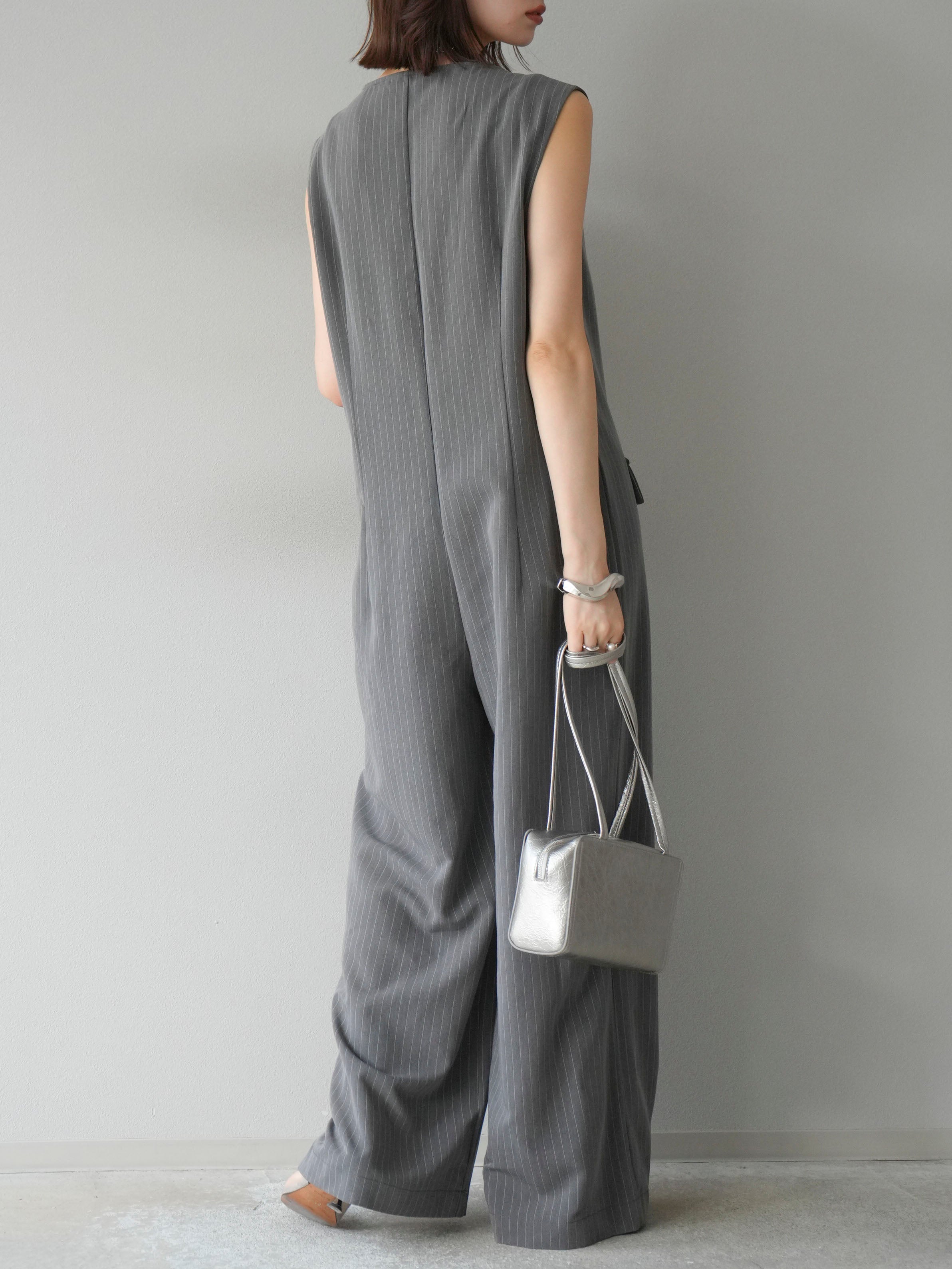 予約]ストライプラップデザインオールインワン/グレー – Lumier