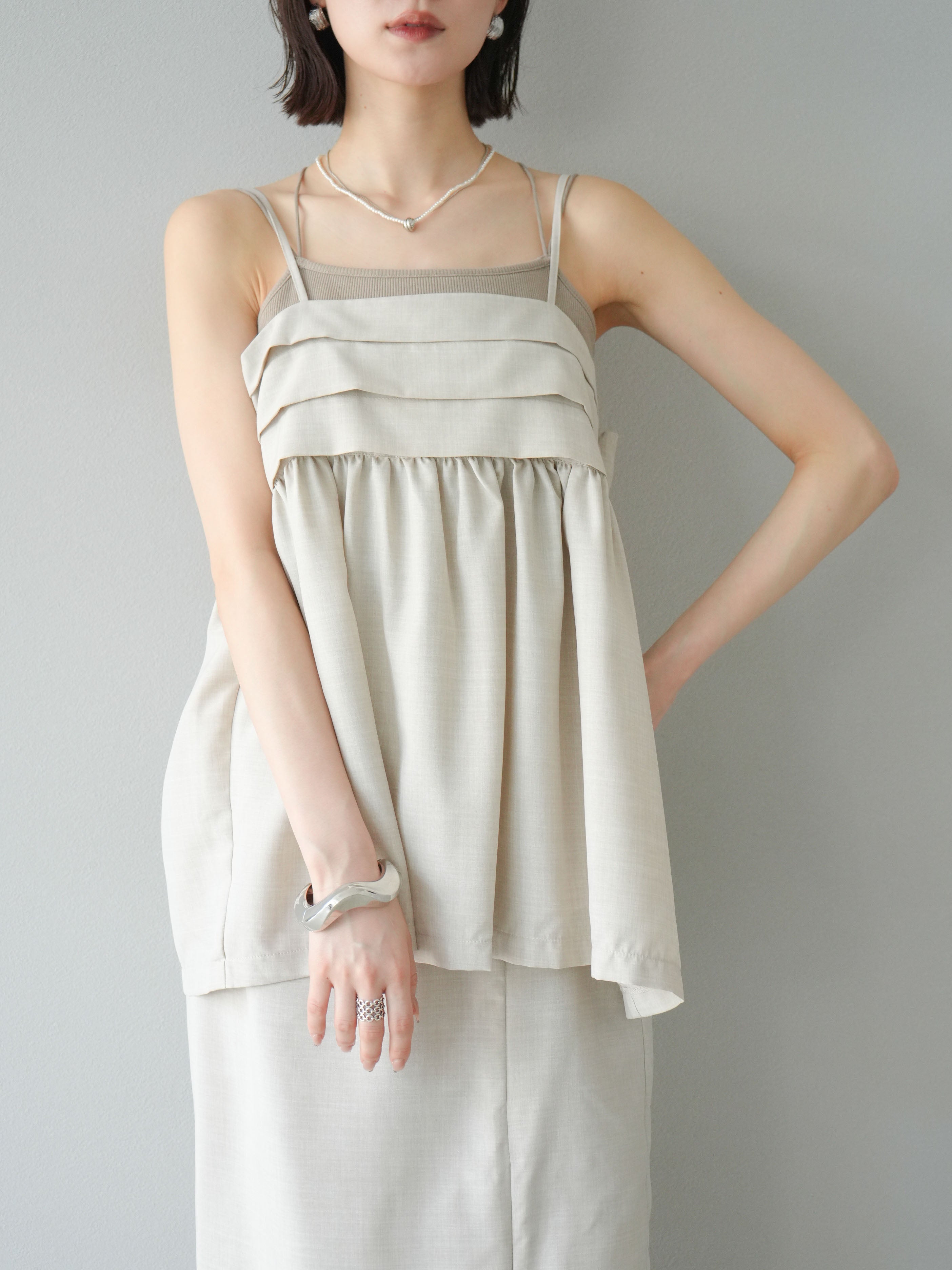 予約]リネンライクビスチェデザインキャミソール/エクリュ – Lumier