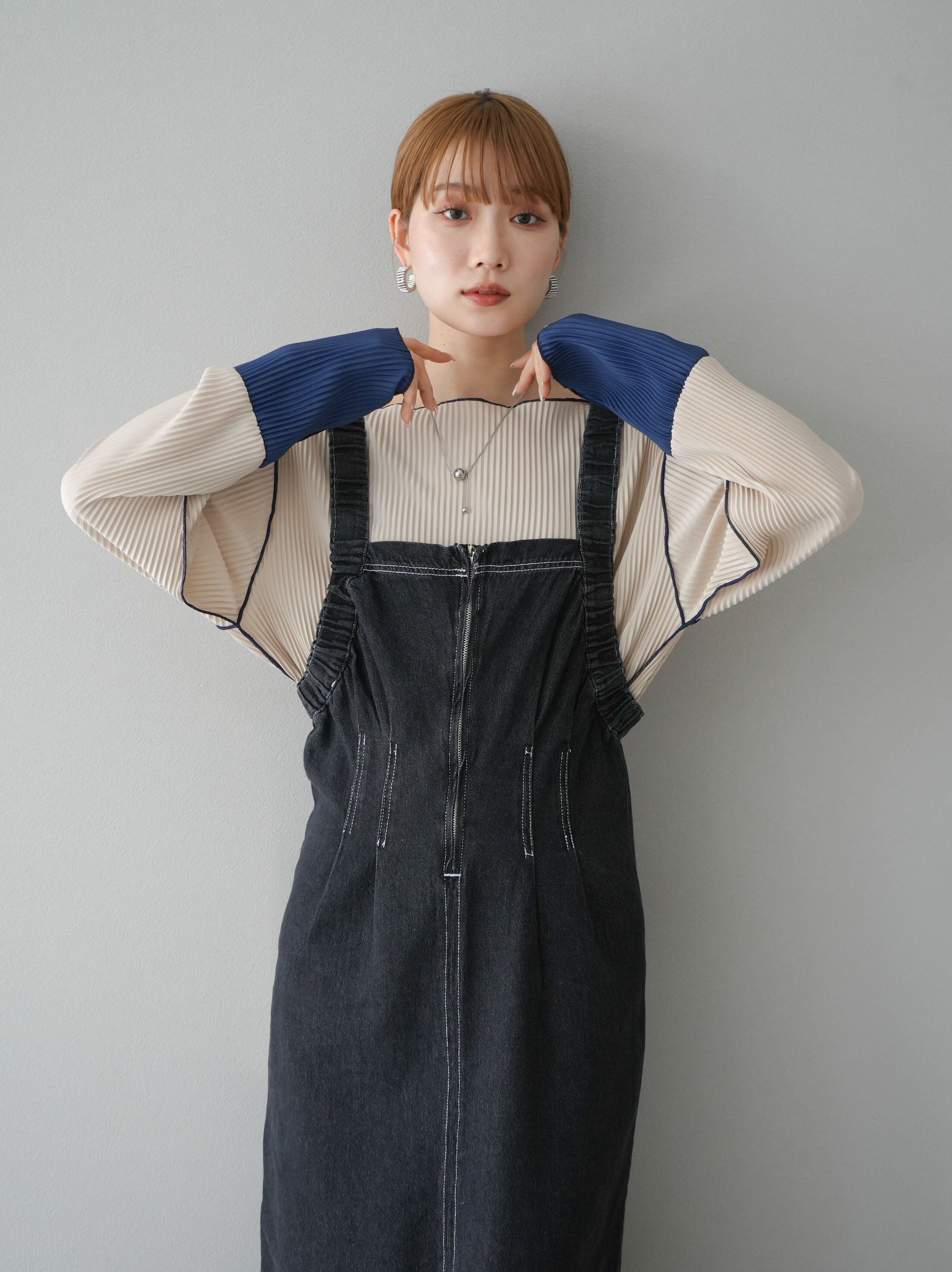 予約]デニムジップジャンパースカート/ブラック – Lumier