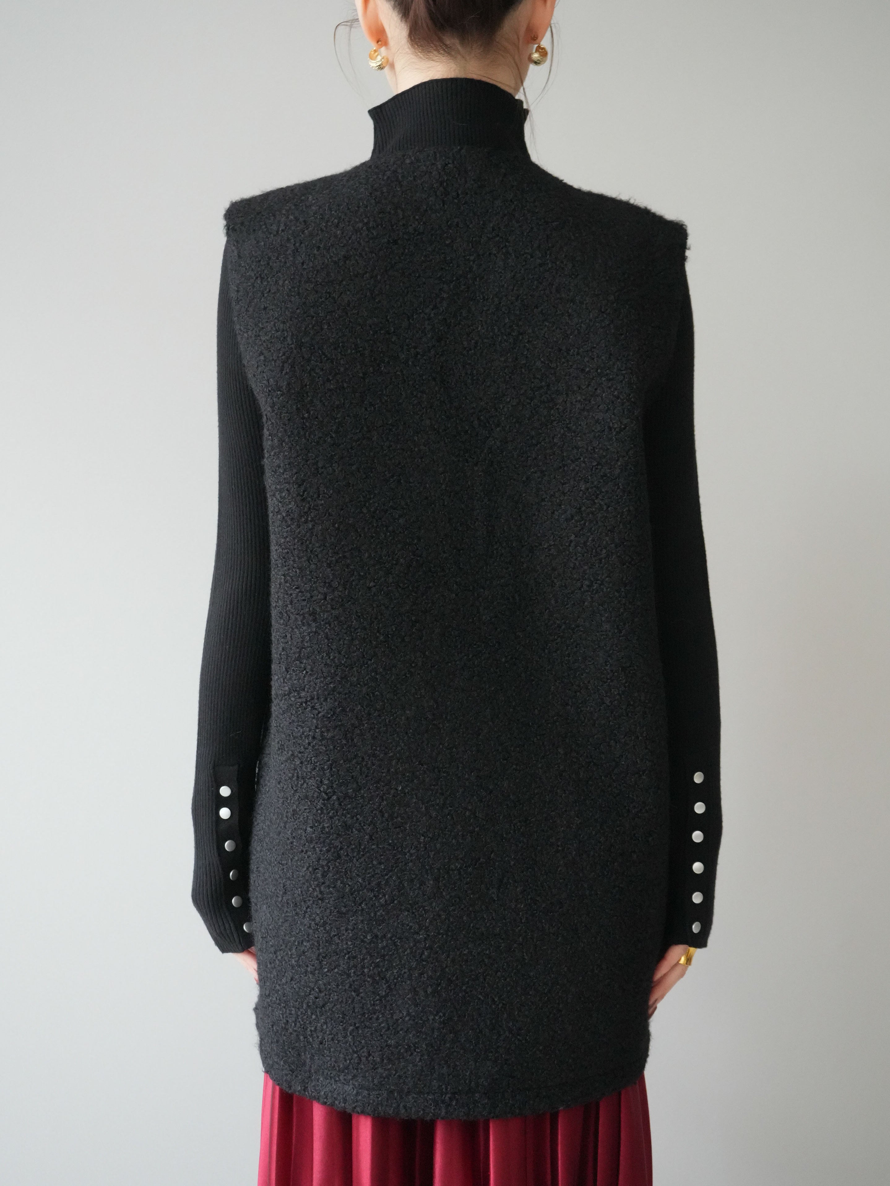 予約]ミックスループヤーンニットミニワンピース/black – Lumier