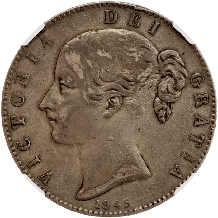 イギリス 1845年クラウン銀貨 ヴィクトリア ビクトリア Victoria