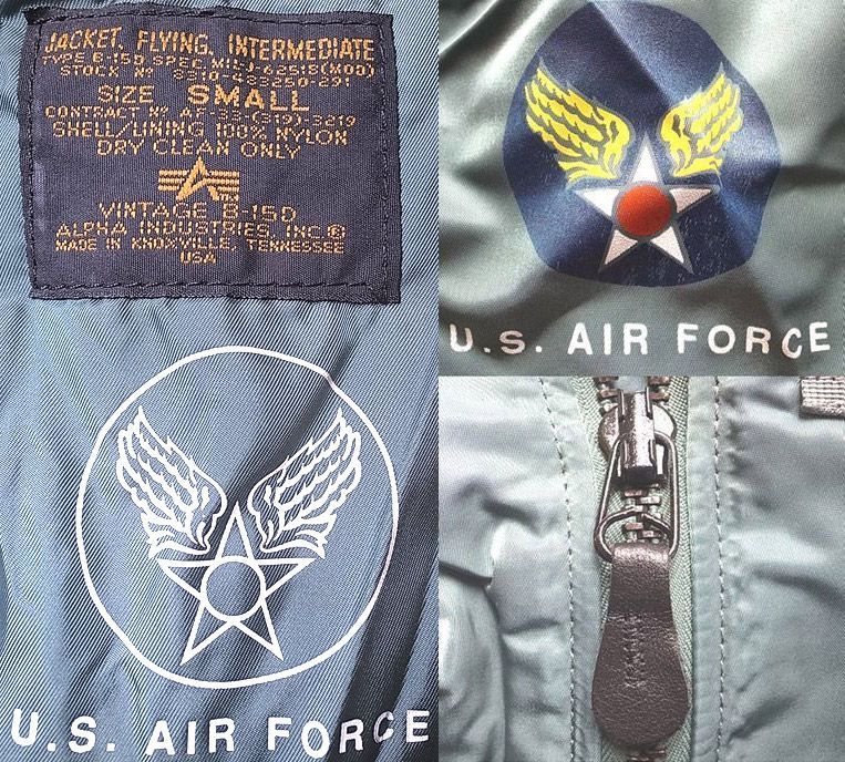 Deadstock 1993'S©ALPHA type VINTAGE B-15D アルファ フライトJK 緑