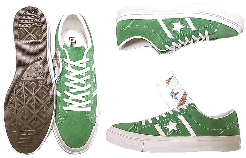 CONVERSE STAR & BARS (JACK STAR) SUEDE（本革） 緑×白 ジャック