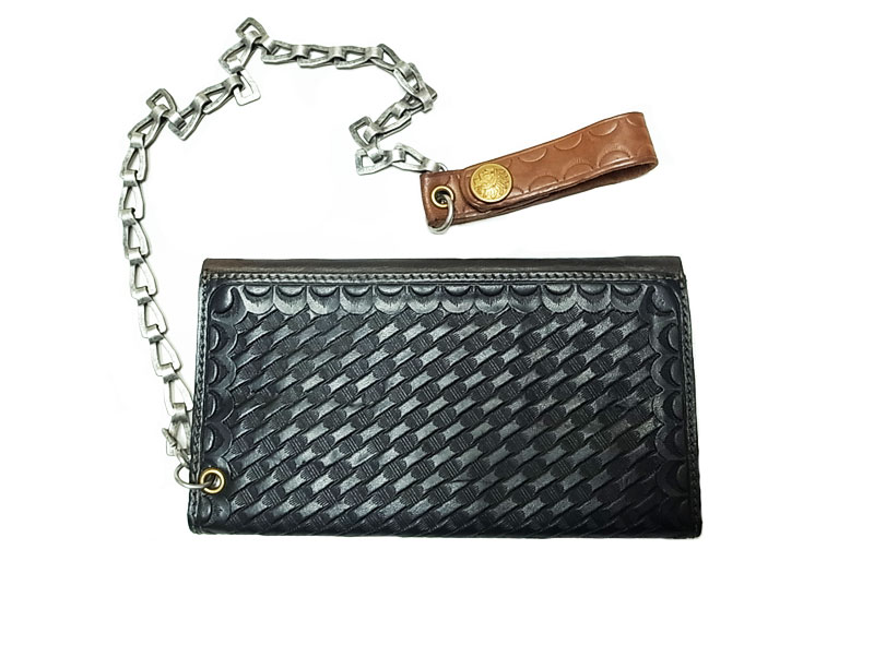 Double RL(RRL) Ryder Wallet 黒表革×茶ヌバック 本革三折長財布