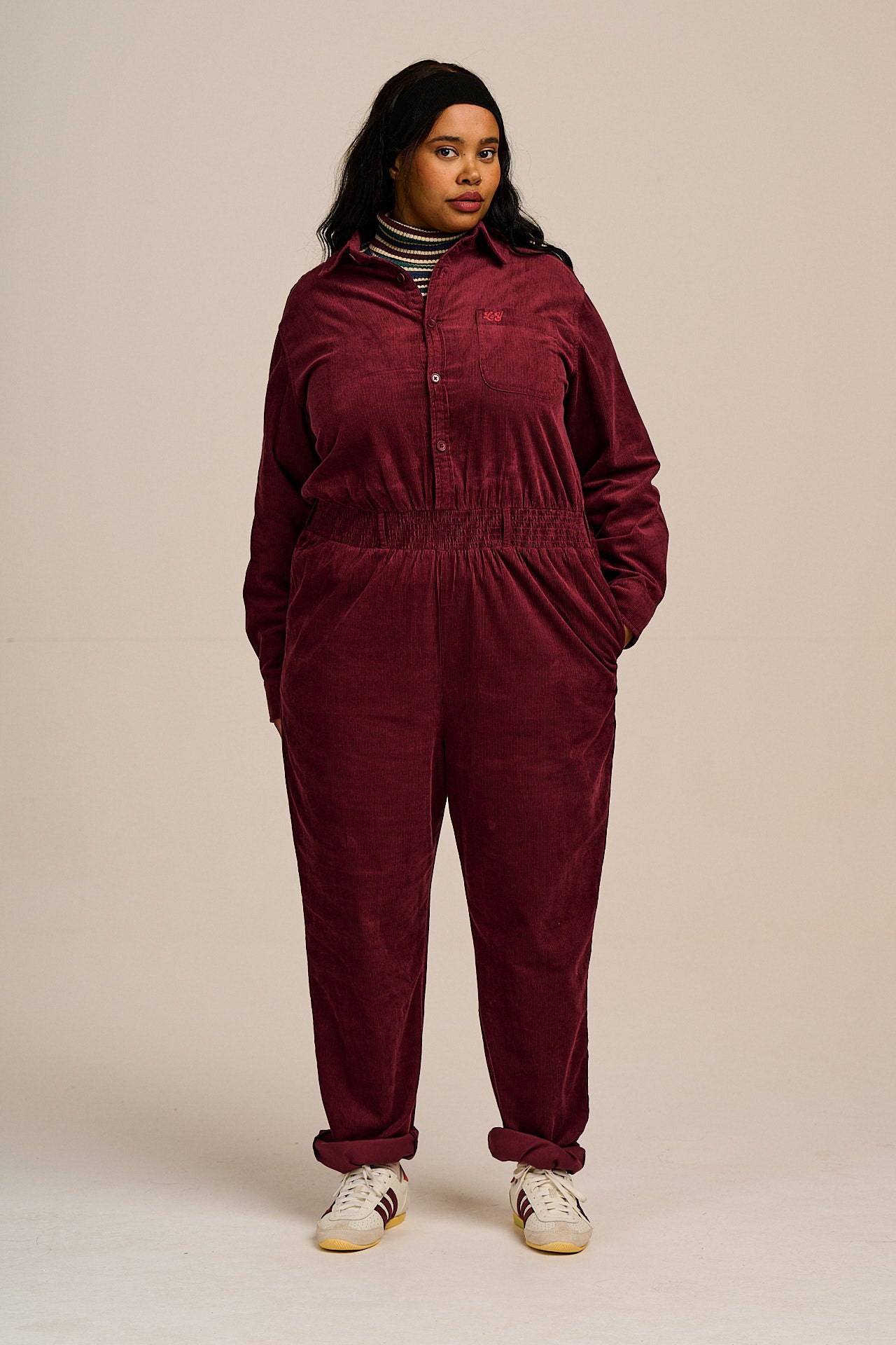 Eddie - Long Sleeve Corduroy Jumpsuit in Wine Red – Lucy & Yak