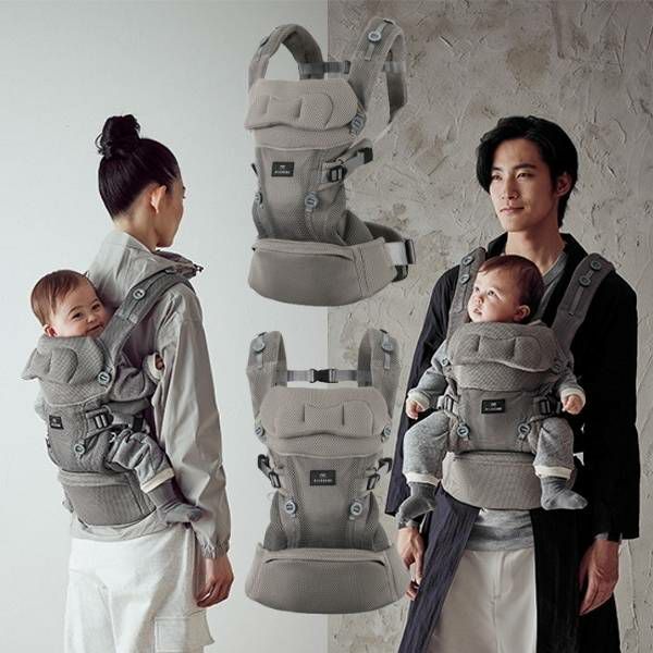 エールベベの抱っこ紐【ベビーキャリアスリー】ニュアンスグレー