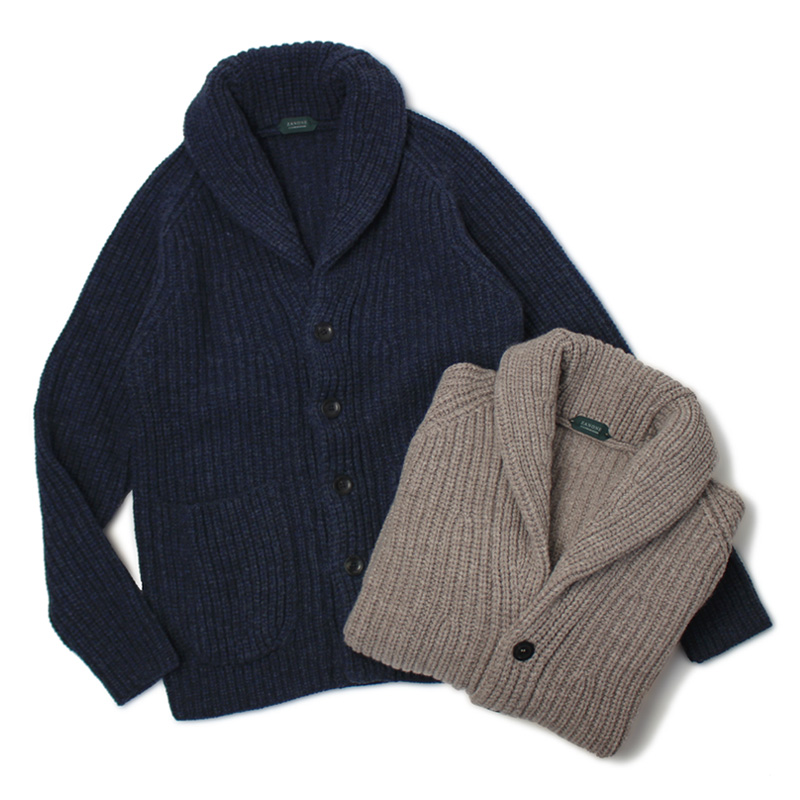 ZANONE ネイビー ショールカラーニットカーディガン 46 ZANONE