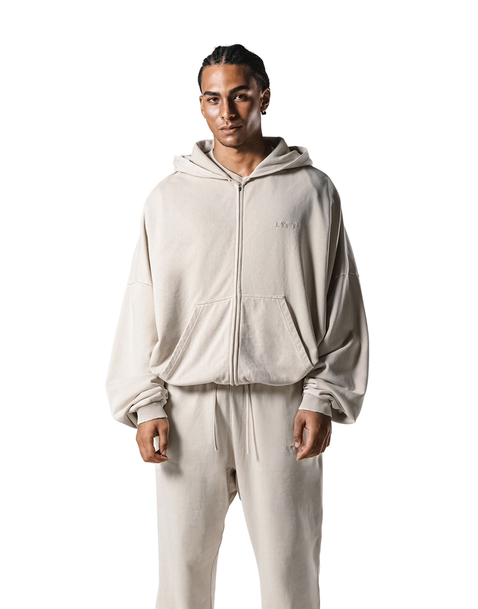 Oversize Vintage Sweat Zip-Up Hoodie - Ivory – LÝFT