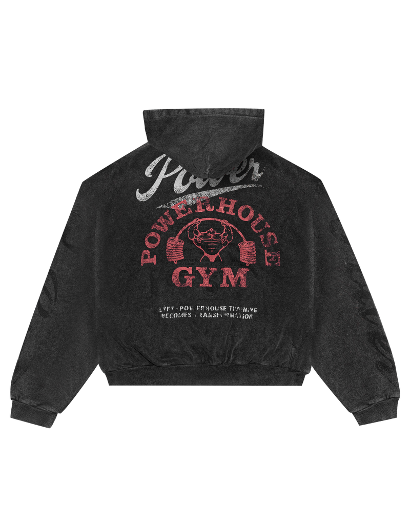 LÝFT × Power House Gym Vintage Sweat Zip-Up Hoodie - Black