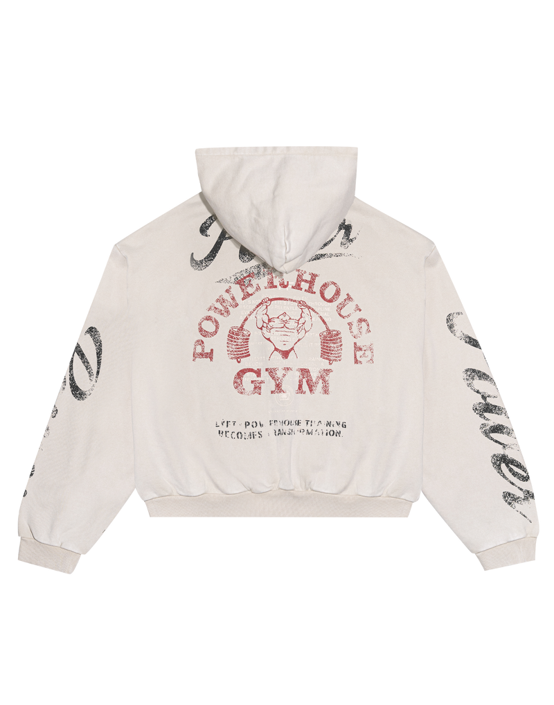 LÝFT × Power House Gym Vintage Sweat Zip-Up Hoodie - Ivory