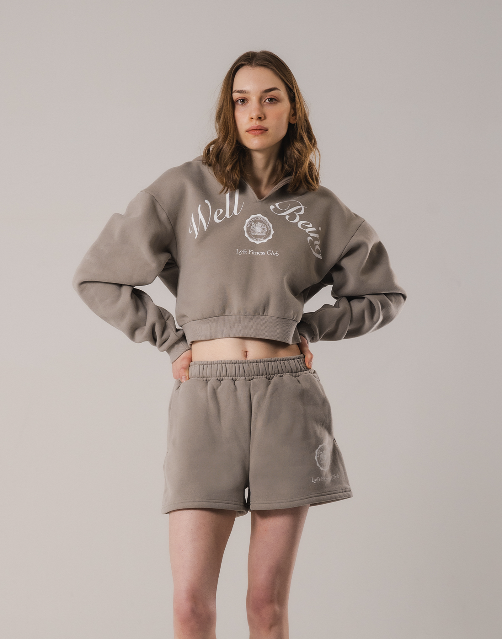 Front-Cut Cropped Hoodie - Beige – LÝFT