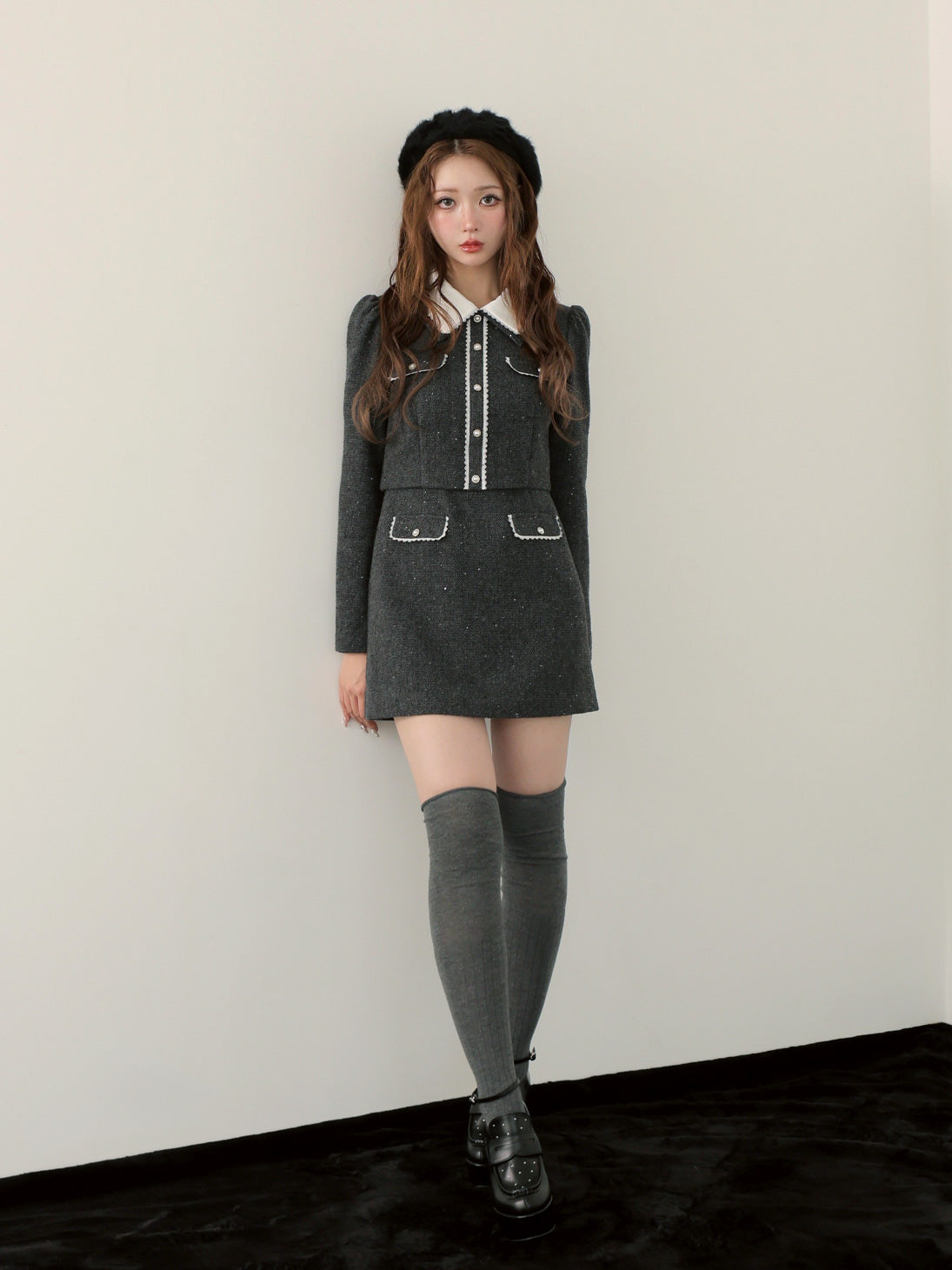 Wool herringbone mini onepiece(eme10781) – M me eme