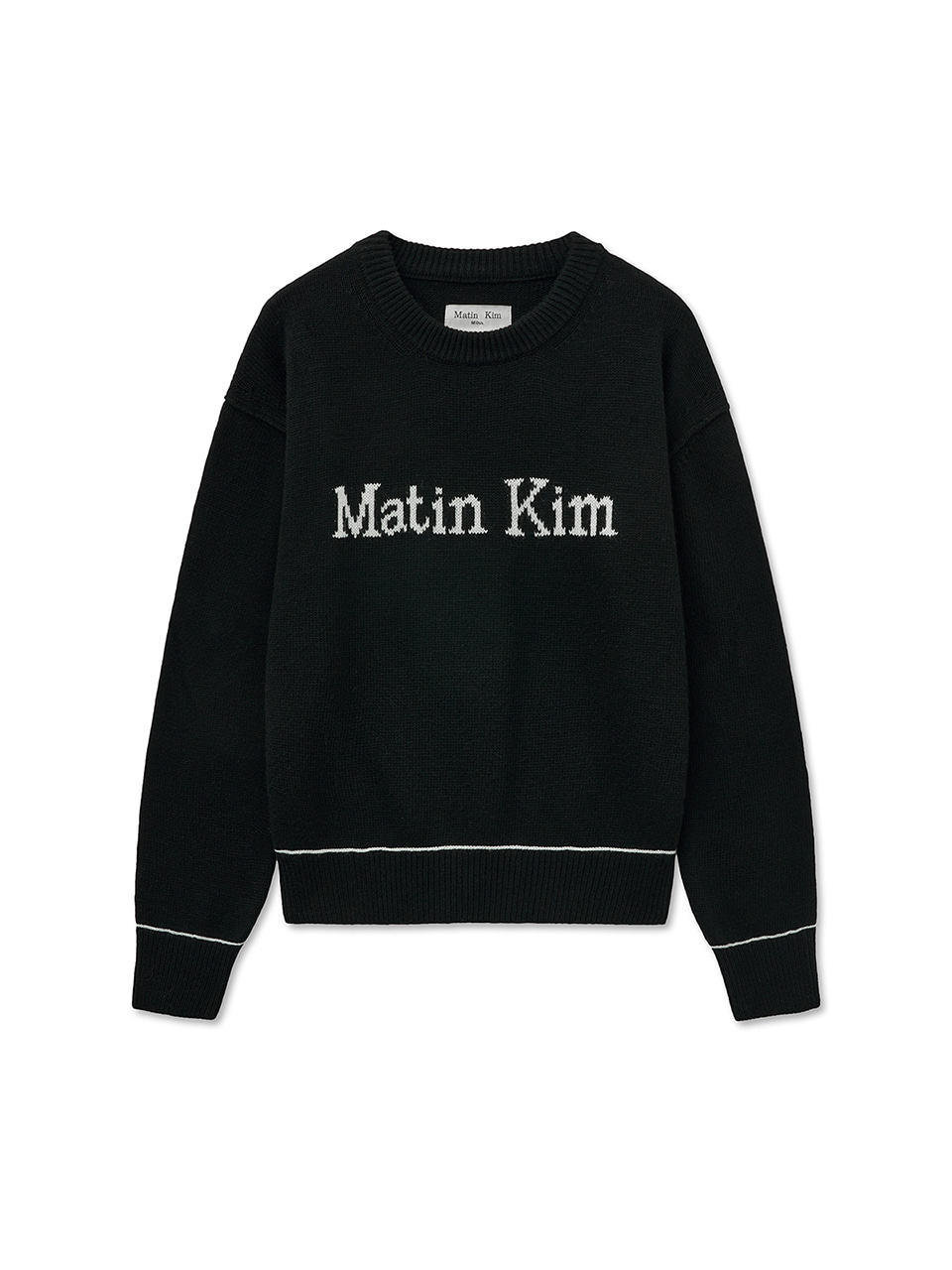 COLOR TRIM LINE LOGO PULLOVER IN BLACK - MATINKIM