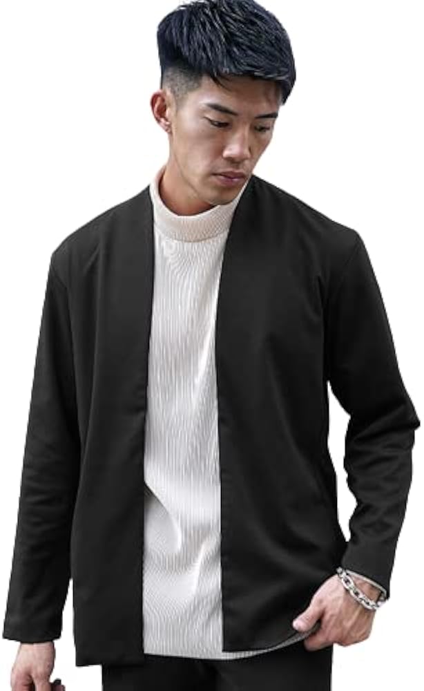 Amazon | [サムディフ] ポンチ素材ノーカラージャケット メンズ