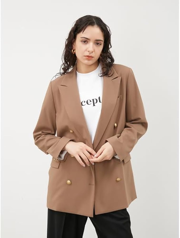 Amazon.co.jp: [ミラオーウェン] 金釦オーバーサイズダブルブレスト