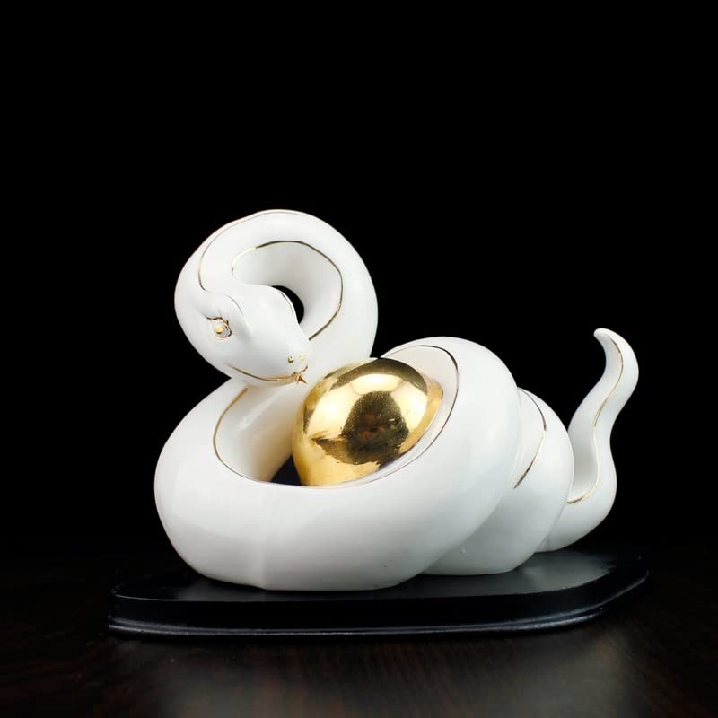 Amazon.co.jp: 白へび ヘビ 白蛇 巳年 置物 縁起物 風水グッズ 風水 蛇