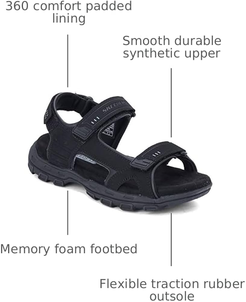 Amazon.com | Skechers USA Men's Louden Fisherman Sandal,Black,9 M