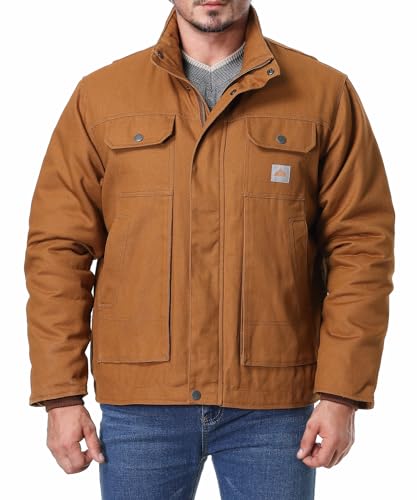 Amazon.com: TUAOVA Men's Quilted Flannel Lined Work Coat Long