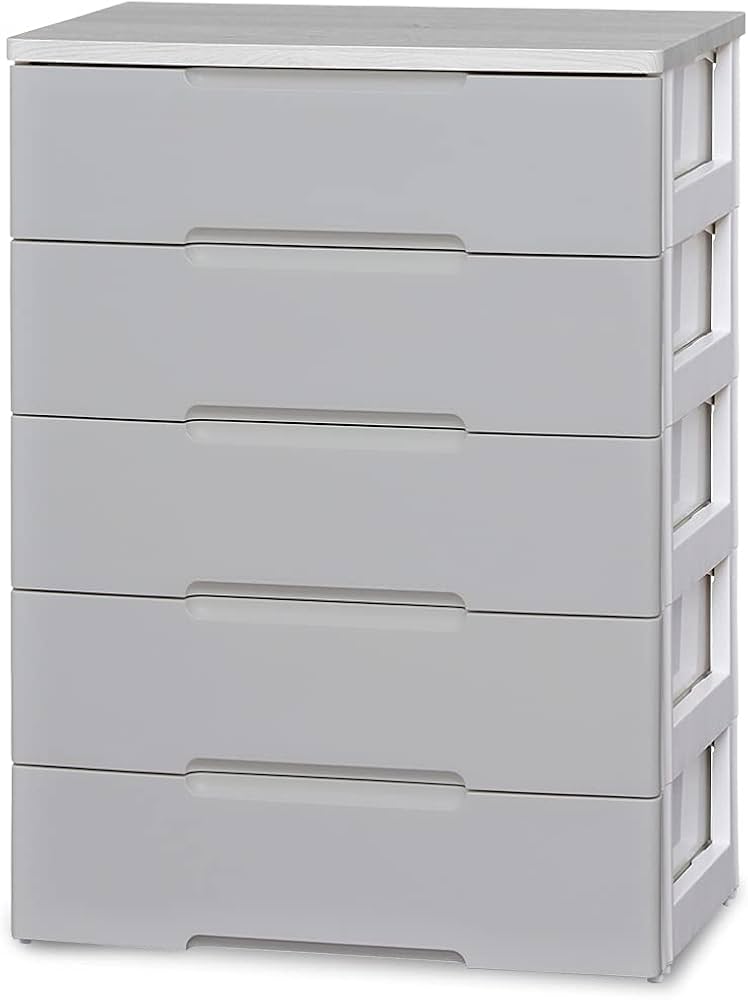 Amazon｜アイリスオーヤマ チェスト 5段 木天板 プラスチック 完成品