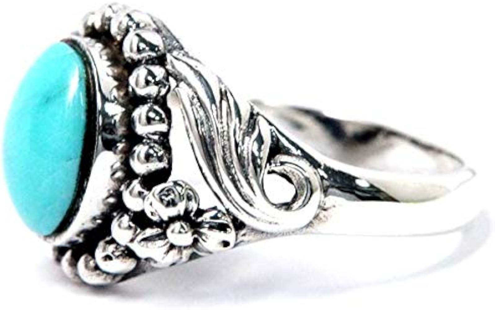 Amazon | インディアンジュエリー リング 天然石 ターコイズ フラワー