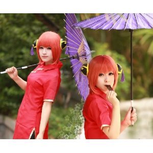 Amazon.co.jp: AW1150 銀魂 神楽 かぐら 髪飾り付 風 コスチューム