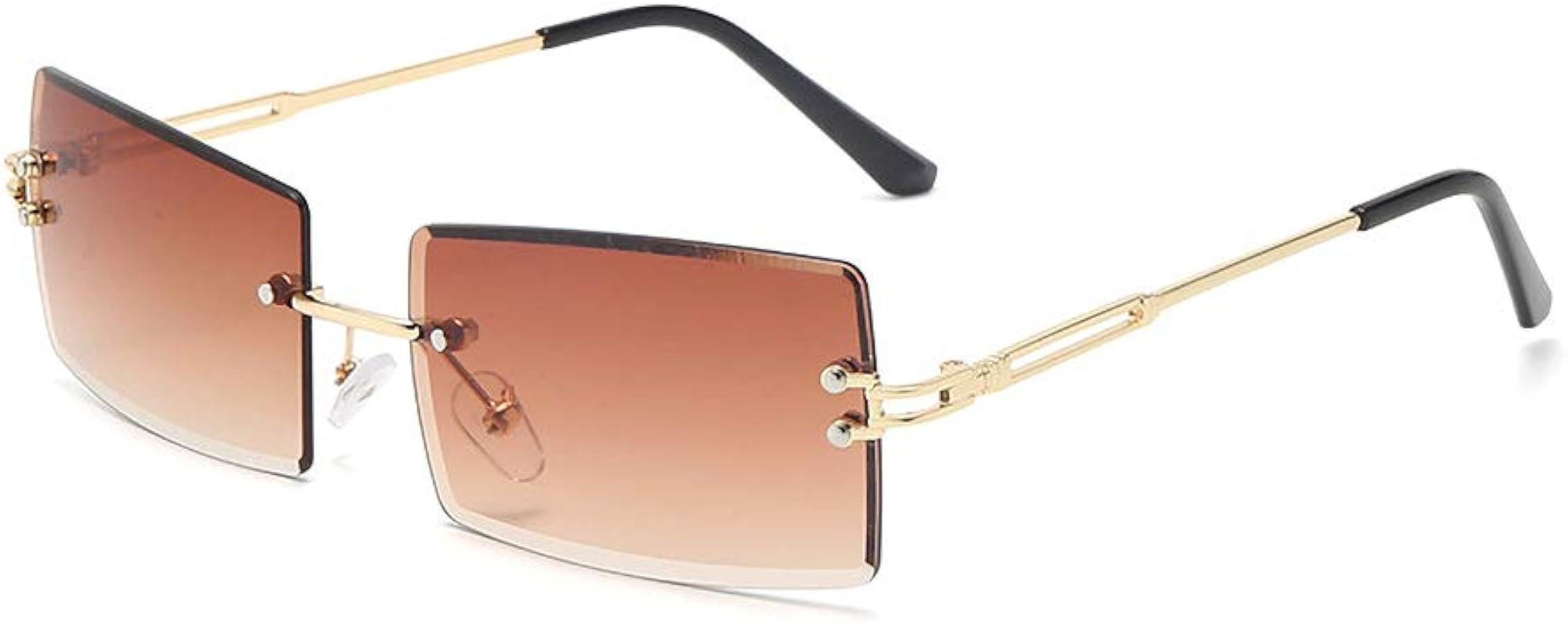 Amazon.com: Dollger Y2K Sunglasses for Women 90s Rimless Brown