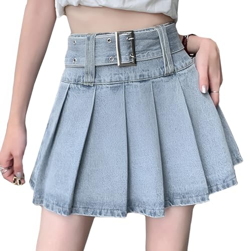 Amazon.com: kakarin choyx Denim Skirt Y2K High Waisted Pleated