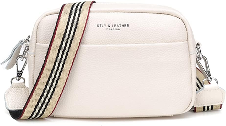 Amazon | 女性用クロスボディバッグ 本革 ワイドストラップ ショルダー