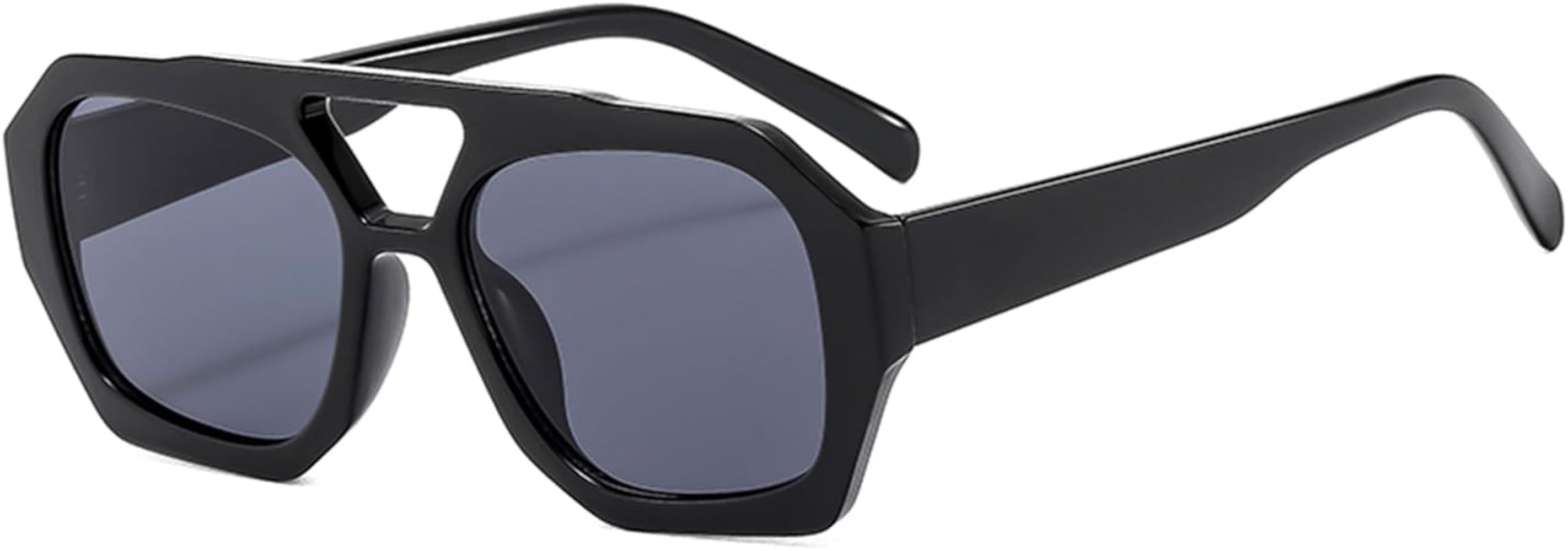 Amazon.com: YAMEIZE 70s Double Bridge Hexagonal Sunglasses - Retro