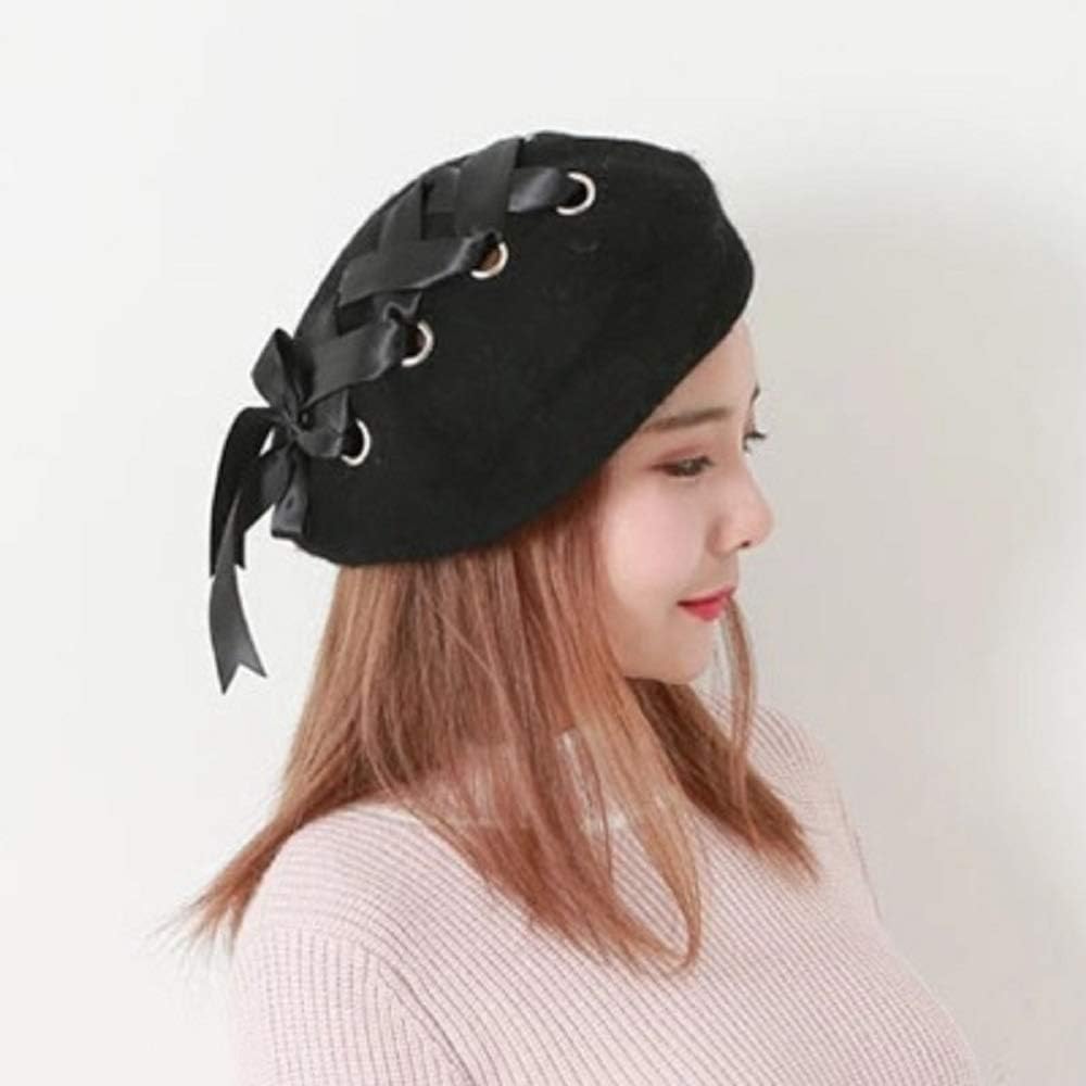 Amazon | リボンベレー帽 ブラック 季節を問わない帽子 ユニセックス