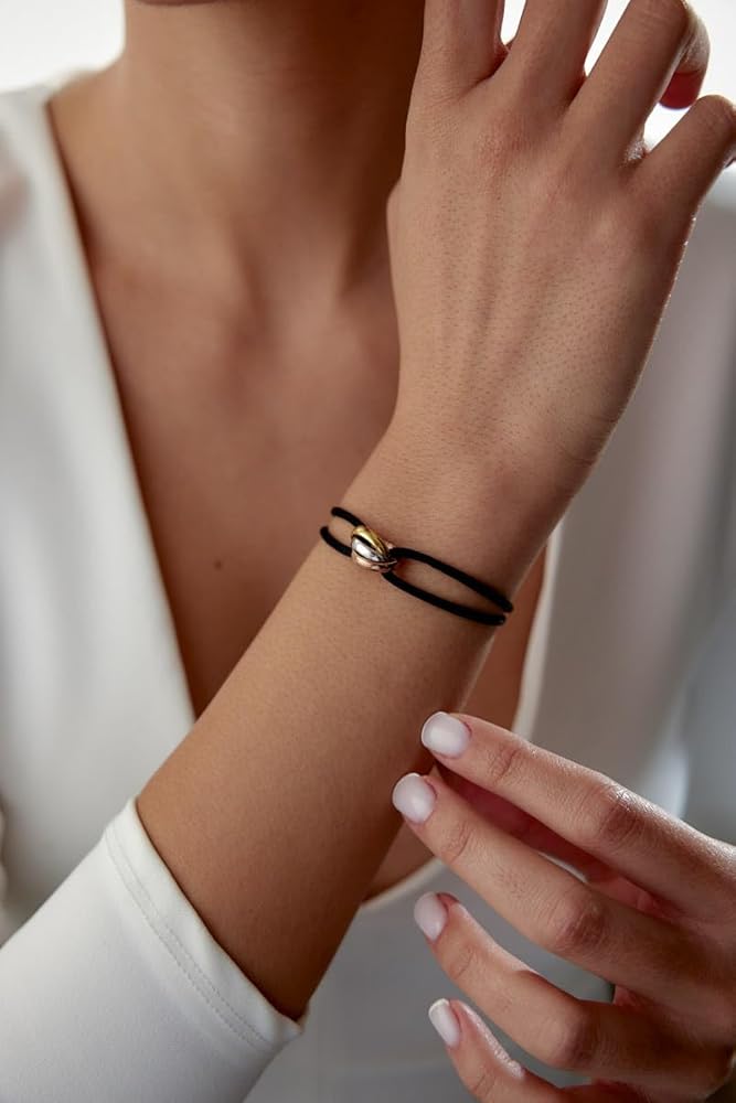 Amazon.com: Joy-D 3 Rings Bracelet - Black String Bracelet with 3