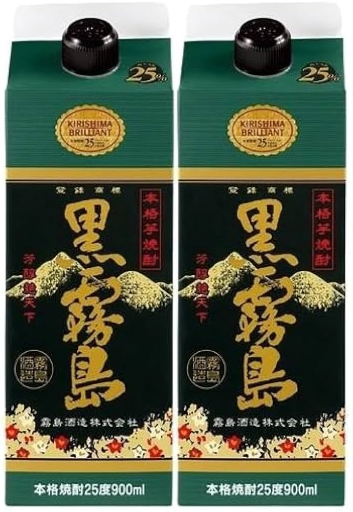Amazon.co.jp: 黒霧島 25度 パック 900ml×2本 芋焼酎 霧島酒造 宮崎県