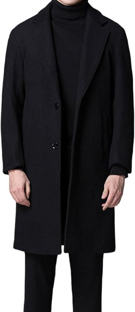 ZYTECO Men's Wool Blend Trench Coat Notched Collar Slim Fit Pea