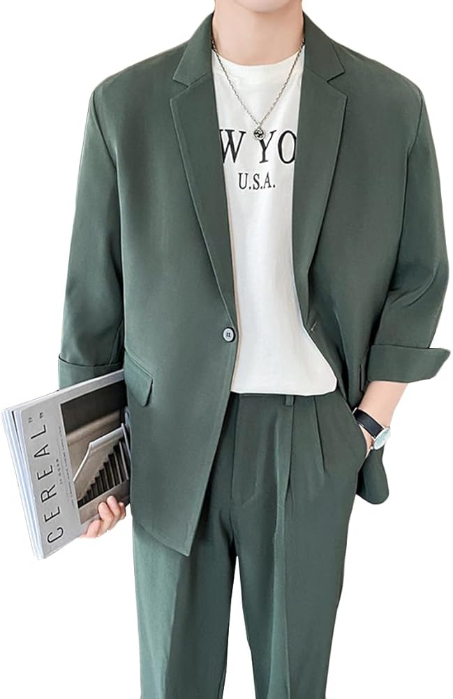 Amazon.co.jp: [ZHONGJUE] スーツ セットアップ メンズ