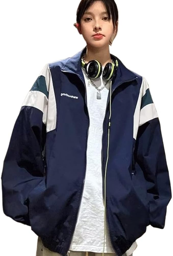Amazon.com: Y2K Preppy Oversized Jacket Japanese Emo Stand Collar