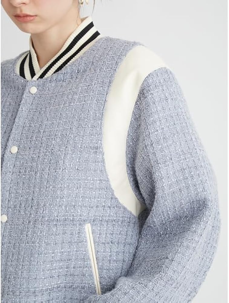 Amazon | [ファーファー] バイカラーツイードスタジャン RWFJ241035