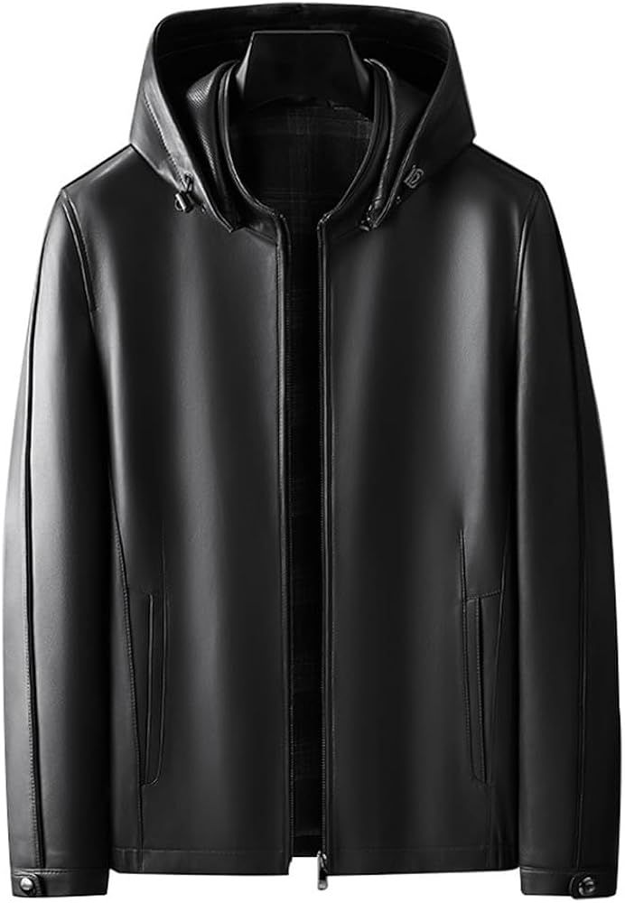 Amazon | [JINLUN] ラムレザーパーカー メンズ レザージャケット