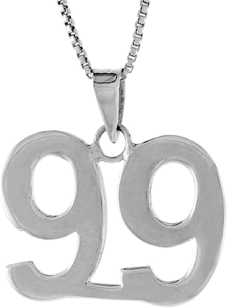 Amazon.com: Sterling Silver Number 99 Necklace for Jersey Numbers