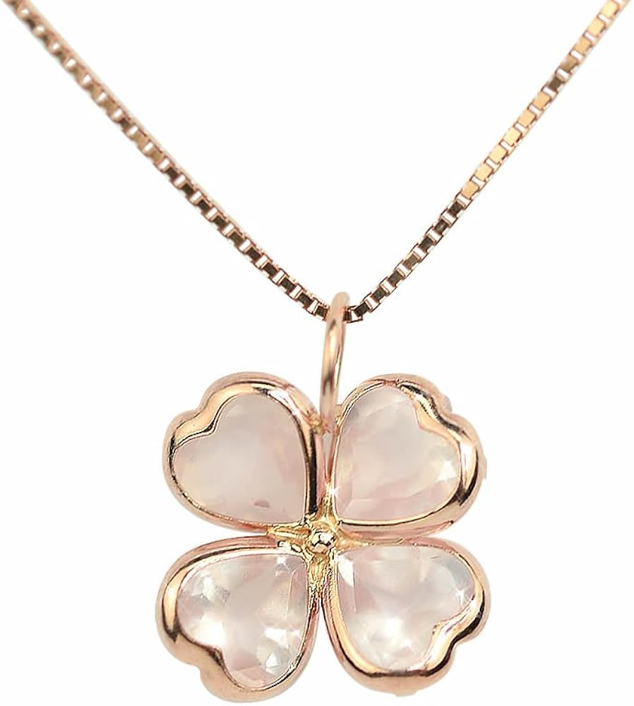 Amazon | [四葉のクローバー] ローズクォーツ 10金 四つ葉 四葉