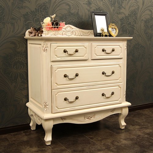 Amazon｜アンティーク調 チェスト 3段 幅75cm/アンティークホワイト